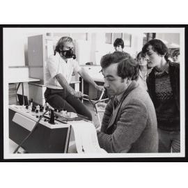 Demonstration of a spirometry test on an exercise bike during the University Open days 1981