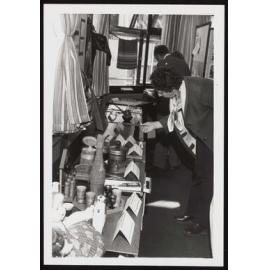 Woman looking at a display in the Russian Department on Open Day on 25th May 1979