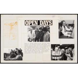 Four photographs attached to paper capturing moments at the University Open Days 1981