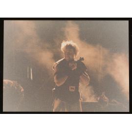 One actor on stage during outdoor production of "Macbeth" in February 1983 (a)