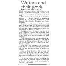 'Writers and their work' news clipping