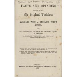 Facts and opinions tending to show the scriptural lawfulness of marriage with a deceased wife's sister