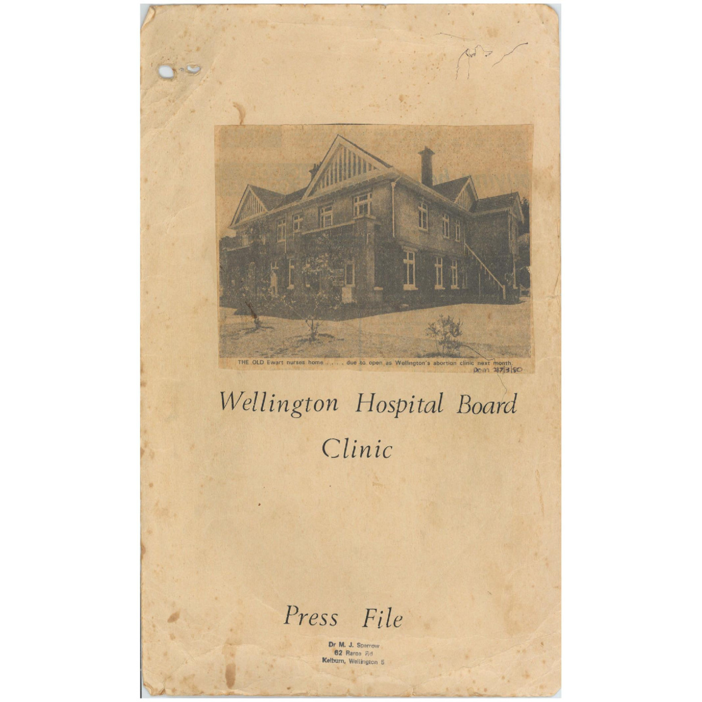 Wellington Hospital Board Clinic (Parkview Clinic) Press File