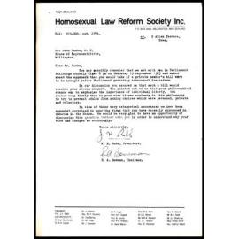 Letter from J. H. Robb and R. A. Bowman to John Banks MP, 1985