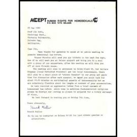 Letter from Accept-Human Rights for Homosexuals Nelson to Prof Jim Robb, 26 May 1985
