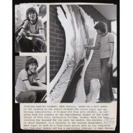 Visiting English Fine Arts student Mark Burgess with mural