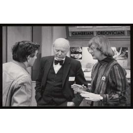 A visitor, Sir Charles Fleming and museum curator Mrs Jocelyn Thornton at the RSES opening