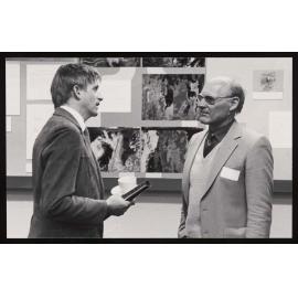 A visitor and Professor Christoffel at the RSES opening