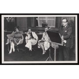 Dr Diana Mason, Dr Bruce Mason, Lady Beattie and Sir David Beattie at the launch of Bruce Mason's 'Solo'