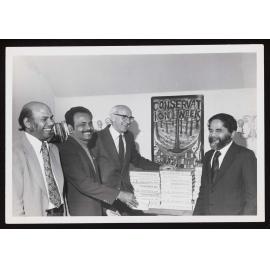 Dr Kapil Tiwari (VUW), Mr Bhattacharjee (Sri Aurobino Society), Prof Lloyd Geering (VUW) and Mr Deva Rao (Indian High Commissioner) (2)