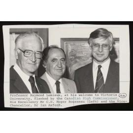 Professor Raymond Lemieux, Canadian High Commisionery Mr C.D. Roger Rousseau, and Vice-Chancellor, Dr Ian Axford