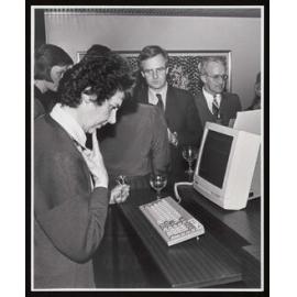 Visitor looking at Library Catalogue computer