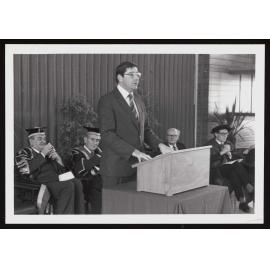 The Minister of Immigration, Mr Aussie Malcom, delivering the graduation address (2)