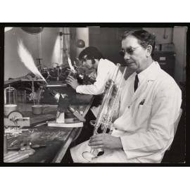 Victoria University glassblowers Cliff Taylor and Ian Crighton