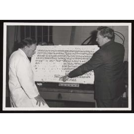 Bill Brown and Tom Lysaght with the replica of the plaque of the Bitola Fortress foundation