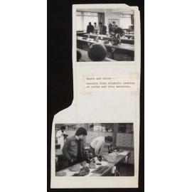 7th form students looking at rocks and thin sections