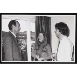Acting Vice-Chancellor Dr Tim Beaglehole with French Honours students Ms Helen Scoones and Mr Kevin Daly