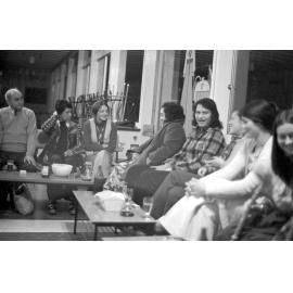 People chatting at Koro Dewes’s farewell