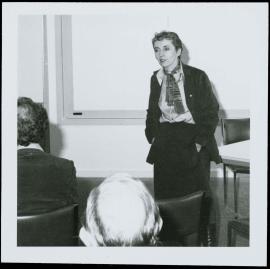 Helen Tippett speaking to a group