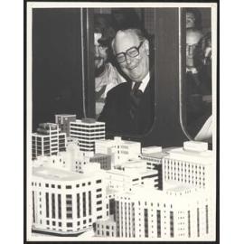 Sir Keith Holyoake and Michael Donn looking at the 'Wind Tunnel'