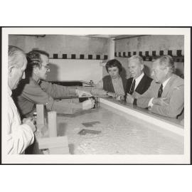 George Baird demonstrating the water table