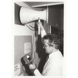 Professor George Baird measuring airflow