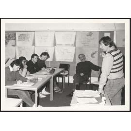 John Daish and Ian Athfield presenting to students