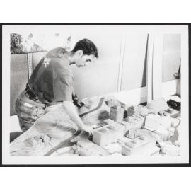 Student Bruce Curtain with model of Kelburn campus