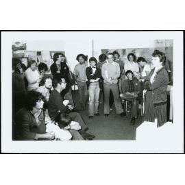 Helen Tippett talking to student group