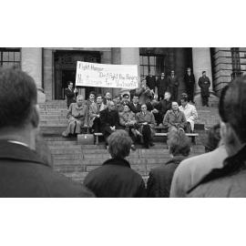 Anti-Vietnam war protest group on parliament steps 