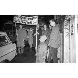 Night demonstration by Campaign for Nuclear Disarmement at French Embassy