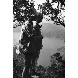 Students on the hill above Curious Cove