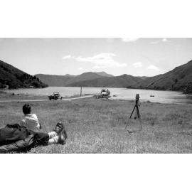 Students looking towards jetty at Curious Cove