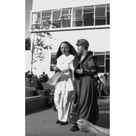 Students actors in costume outdoors at Victoria University 