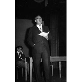National Party MP Minister Tom Shand delivering a lecture