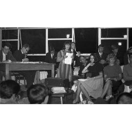 Speaker at Victoria University Students' Association meeting on fee increases