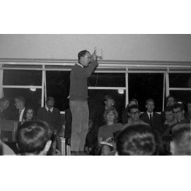 Tim Bertram speaks at Victoria University Students' Association meeting on fee increases