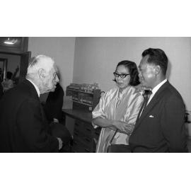 Walter Nash speaking with Dr Lee Kuan Lew and Kwa Geok Choo