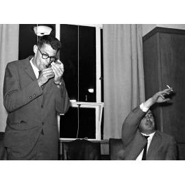 Two speakers at a guest lecture