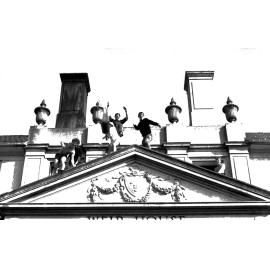 Students posing on the roof of Weir House