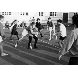 A netball game between Weir House team and women's hostel team