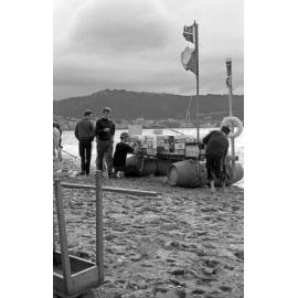 Weir residents preparing a raft at Oriental Bay