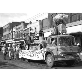Float in the annual student procession through Wellington 