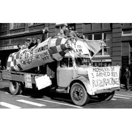 Rocket float for the annual student procession through Wellington
