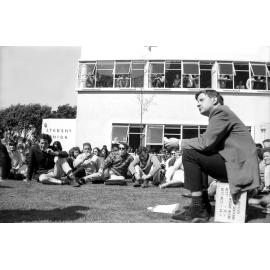 Tony Ashenden outside the Student Union Building at the weekly student forum