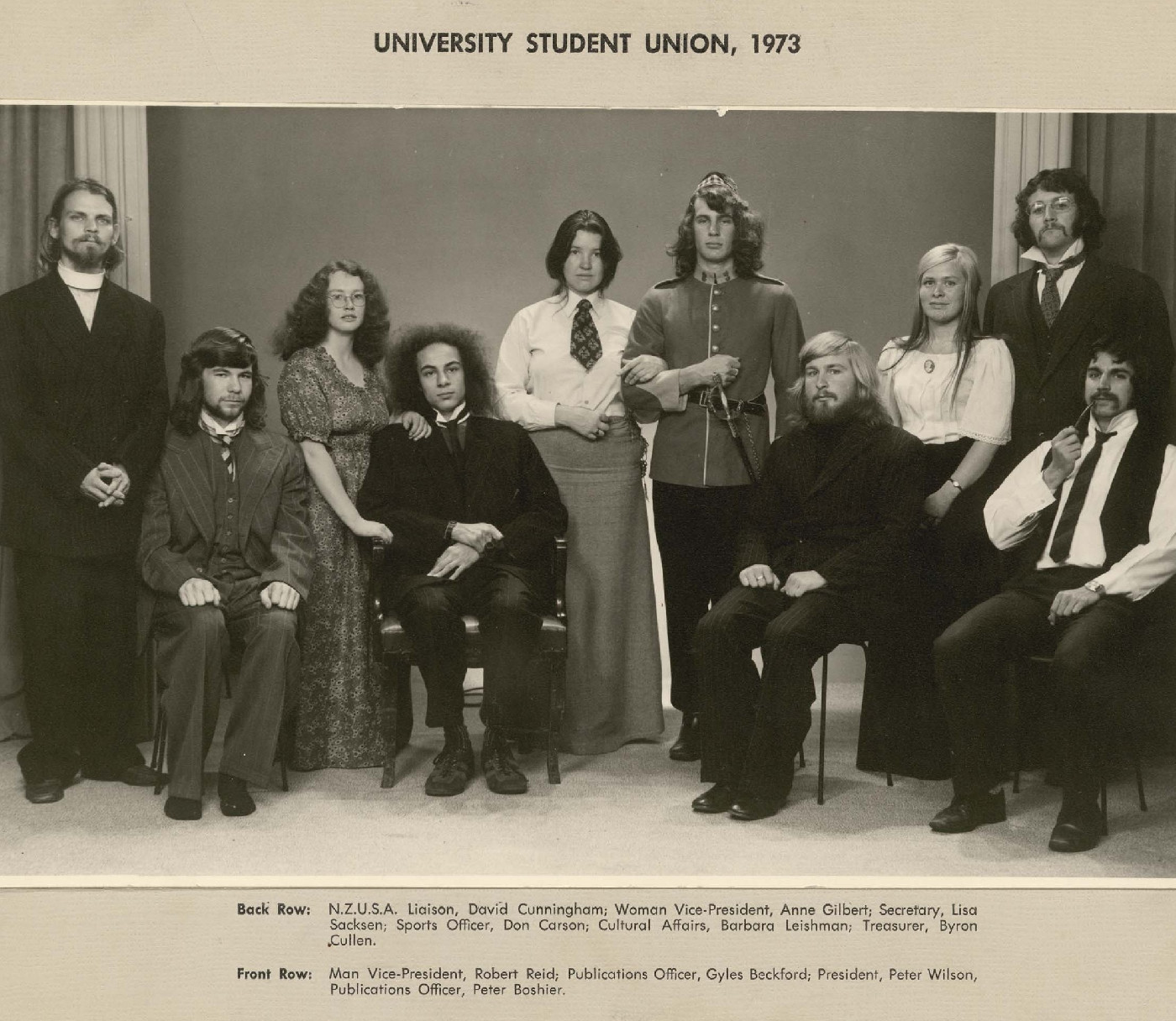 Cropped Victoria University of Wellington Students' Association Executive 1973.