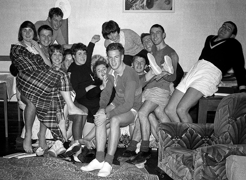 Group of students at a party, c1963-65.
